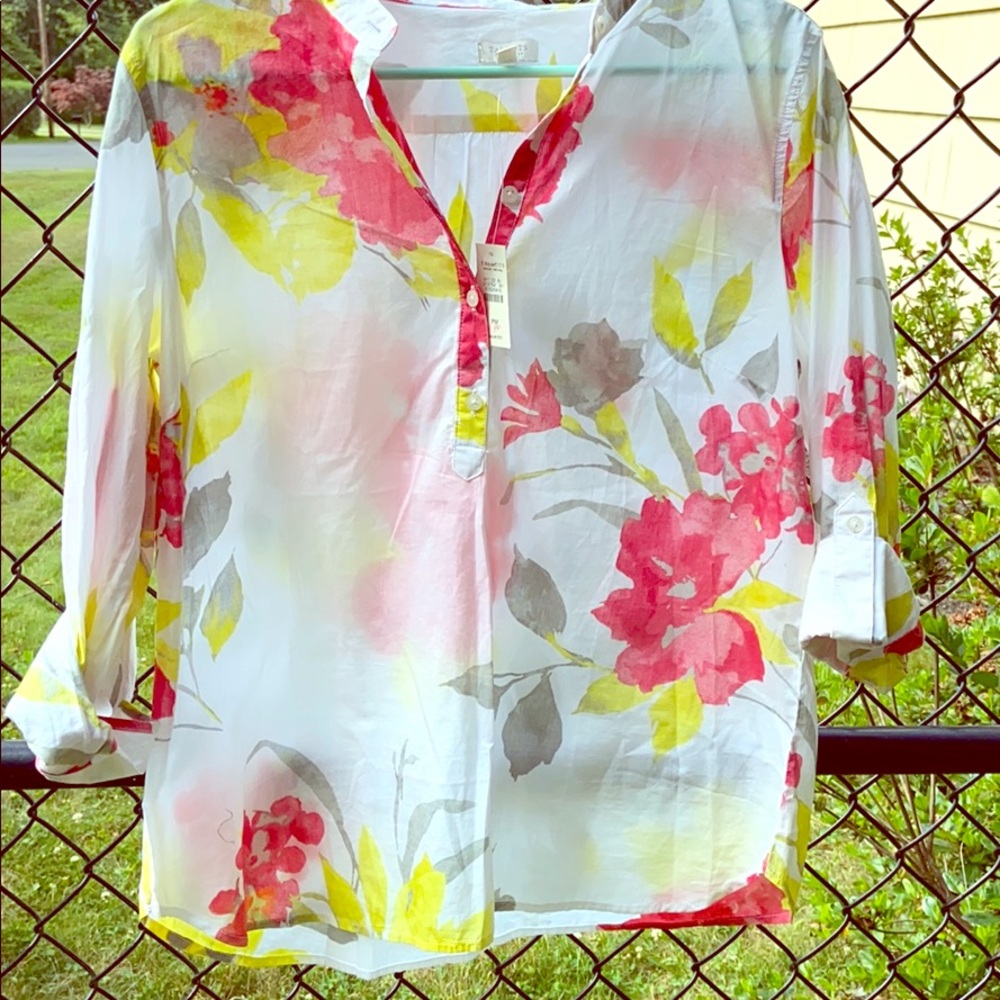 NWT Talbots floral print button down